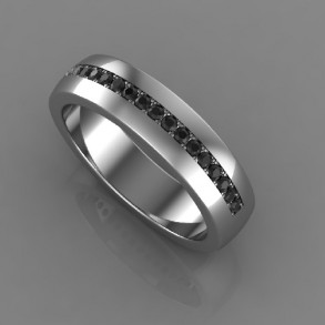 5mm bred blank, svagtkupad ring med 16 svarta 0,01 ct diamanter Close to black 5mm